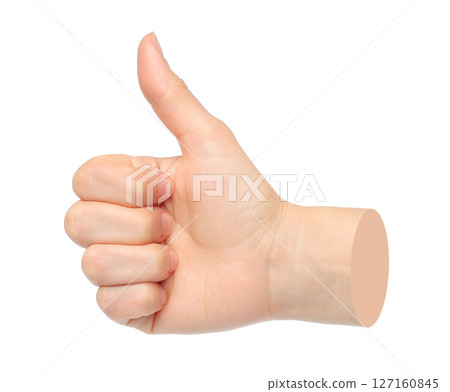 Hand shows Like gesture, isolated on transparent background. Contemporary art 127160845