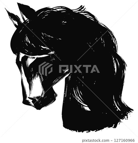 Year of the Horse, New Year's material, ink and brush-touched horse silhouette illustration Year of the Horse, New Year's material, ink and brush-touched horse silhouette illustration 127160966