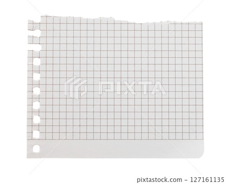 Torn sheet of notepad paper, isolated on transparent background. Office blank paper concept Torn sheet of notepad paper, isolated on transparent background. Office blank paper concept 127161135