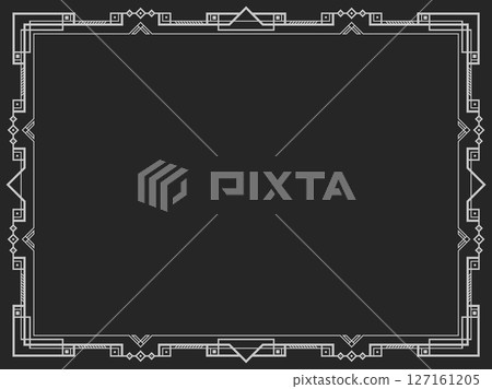 Geometric frame in line art style. Linear border. Frame design with space for text, invitations, flyers and greeting cards. Vector illustration Geometric frame in line art style. Linear border. Frame design with space for text, invitations, flyers and greeting cards. Vector illustration 127161205