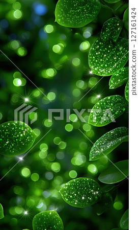 Green leaves with bokeh create a fresh and natural scene full of vibrant light. 127161424
