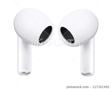 Earphones, isolated on transparent background, realistic design, vector illustration 127161492