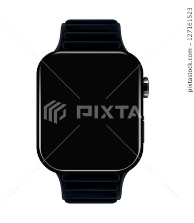Electronic Smart Watch with blank screen on transparent background, realistic design, vector illustration 127161523