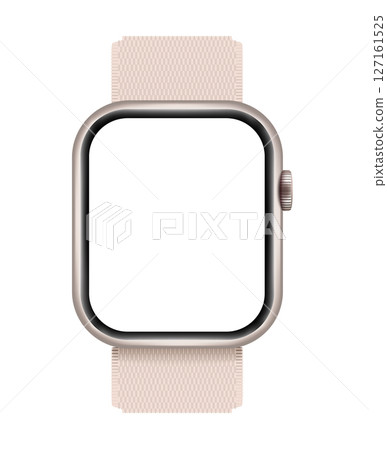 Electronic Smart Watch with blank screen on transparent background, realistic design, vector illustration 127161525