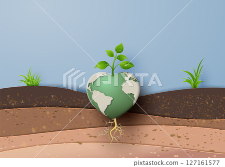 Heart Earth Growing Plant, Soil Layers, Roots, Nature Symbol, Sustainability Design Heart Earth Growing Plant, Soil Layers, Roots, Nature Symbol, Sustainability Design 127161577