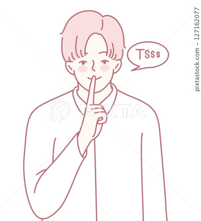 An Illustration Displaying a Quiet Gesture Featuring a Shushing Character in a Calm Setting 127162077
