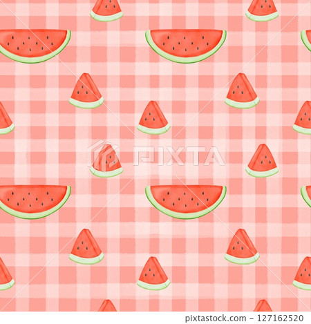 Seamless pattern with summer picnic and  on pastel Red 127162520