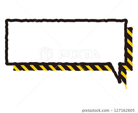 帶有突出手寫線條的警告/警告氣泡，水平矩形，24 127162605