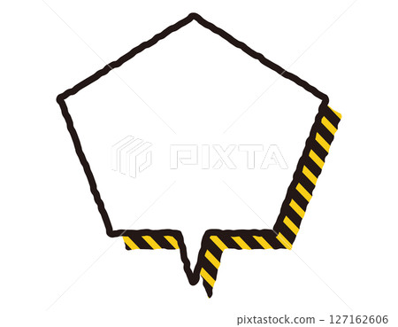 手寫線條的警告/警告語音泡泡-五邊形-23 127162606