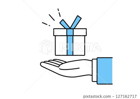 商人手拿著禮品盒的插圖 商人手拿著禮品盒的插圖 127162717