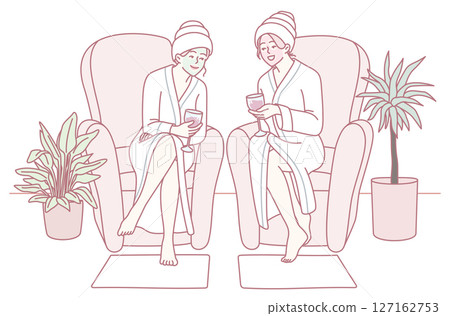 A Relaxing Spa Day Friends Happily Enjoying Pampering Together and Indulging in Tranquility A Relaxing Spa Day Friends Happily Enjoying Pampering Together and Indulging in Tranquility 127162753