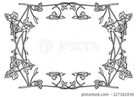 Line art botanical floral frame isolated on white background. Hand drawn outline wildflower plant with Flowers Stems Leaves vector illustration. Graphic design element for Birthday Wedding Greeting Line art botanical floral frame isolated on white background. Hand drawn outline wildflower plant with Flowers Stems Leaves vector illustration. Graphic design element for Birthday Wedding Greeting 127162836