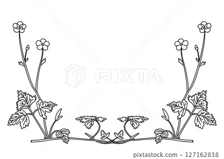 Line art botanical floral border corner isolated on white background. Hand drawn outline wildflower plant with Flowers Stems Leaves vector illustration.Graphic design element for Birthday Wedding Card Line art botanical floral border corner isolated on white background. Hand drawn outline wildflower plant with Flowers Stems Leaves vector illustration.Graphic design element for Birthday Wedding Card 127162838