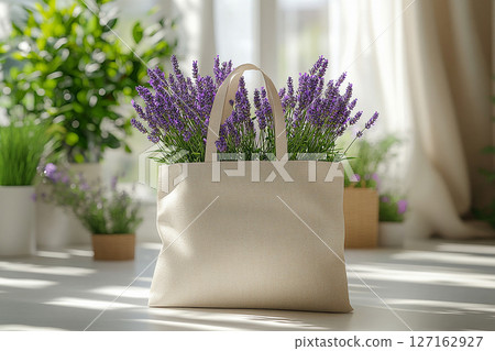 Eco-friendly reusable shopping bag made of fabric Eco-friendly reusable shopping bag made of fabric 127162927