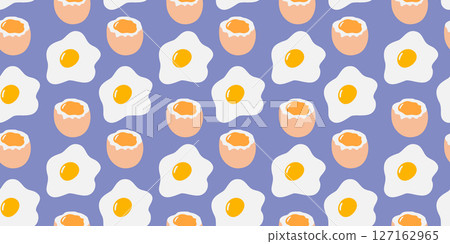 lightly boiled egg and Fried Egg Seamless pattern World Egg Day Food poster promo Background idea lightly boiled egg and Fried Egg Seamless pattern World Egg Day Food poster promo Background idea 127162965