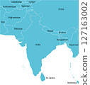 印度、巴基斯坦和尼泊爾週邊亞洲地圖,標示英文國家名稱 印度、巴基斯坦和尼泊爾週邊亞洲地圖,標示英文國家名稱 127163002
