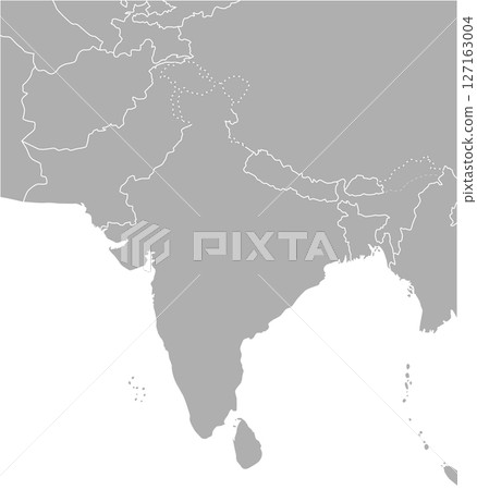 Asia map around India, Pakistan and Nepal, monochrome 127163004