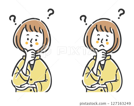 Woman with doubts, upper body, vector Woman with doubts, upper body, vector 127163249