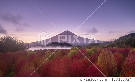 可以眺望富士山和藜蘆的湖泊 127163724