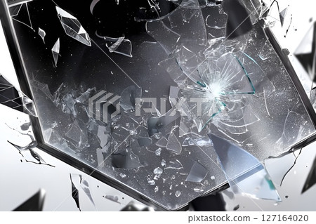 Motion texture of glass shattering into pieces on a black background Motion texture of glass shattering into pieces on a black background 127164020