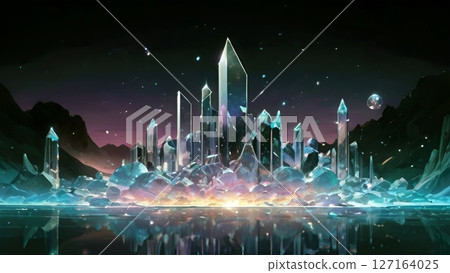 Game background: A scene with the Crystal Tower in the Digital World 127164025