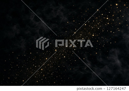 黑色背景上飛舞的金粉和蒸氣(食物背景) 黑色背景上飛舞的金粉和蒸氣(食物背景) 127164247