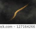Gold lines and steam dancing on a black background (cooking background) 127164266