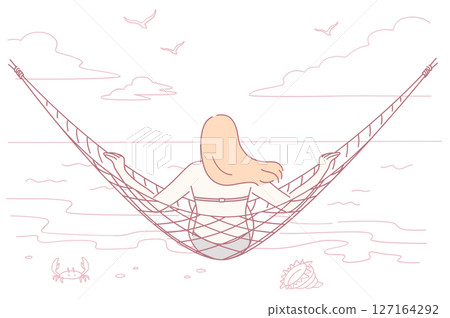 Relaxing in a Hammock by the Beach Embracing Serenity and Calmness for Ultimate Relaxation Relaxing in a Hammock by the Beach Embracing Serenity and Calmness for Ultimate Relaxation 127164292