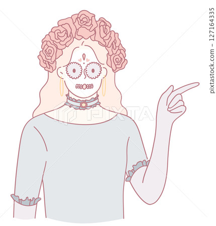 Stylized Skeleton adorned with Roses Art Inspired by the Day of the Dead Celebrations Stylized Skeleton adorned with Roses Art Inspired by the Day of the Dead Celebrations 127164335