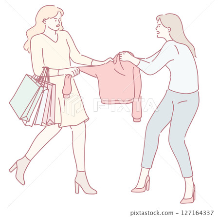 A Fashion Dispute Between Two Women Dressed in Their Most Stylish and EyeCatching Clothing 127164337