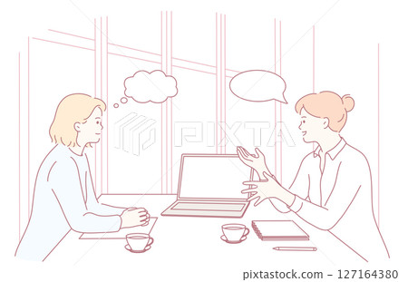 A Team Meeting that Focuses on Collaboration, Discussion, and Progressive Ideas Sharing 127164380