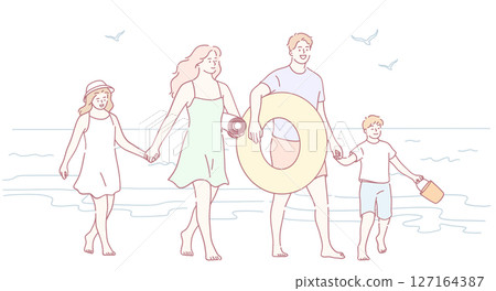 Enjoy a delightful Family Beach Day filled with fun adventures, and complete relaxation in the sun Enjoy a delightful Family Beach Day filled with fun adventures, and complete relaxation in the sun 127164387