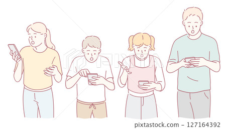 Many individuals are increasingly engaged in the use of digital devices while enjoying meals 127164392