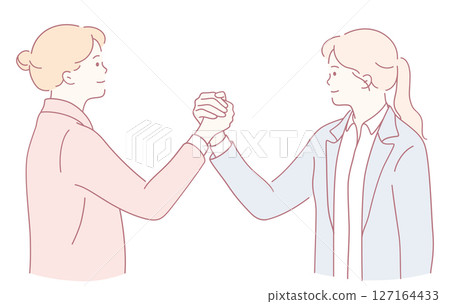 Empowering Women A Collaborative Arm Wrestling Illustration for Everyone to Enjoy 127164433