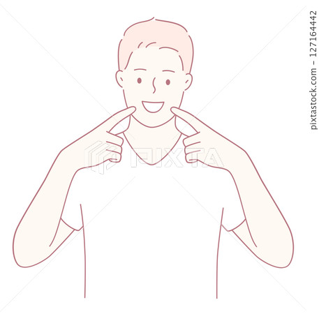 A Cheerful Young Man Gesture That Expresses Genuine Happiness and Joyful Emotion 127164442