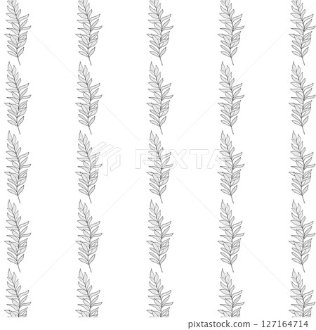 Seamless Silver Leaf Line Pattern Seamless Silver Leaf Line Pattern 127164714