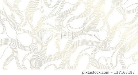 Vector golden line wood texture, wavy abstract luxury pattern. Modern flow art graphic, hair, topographic stroke illustration. Vector golden line wood texture, wavy abstract luxury pattern. Modern flow art graphic, hair, topographic stroke illustration. 127165193