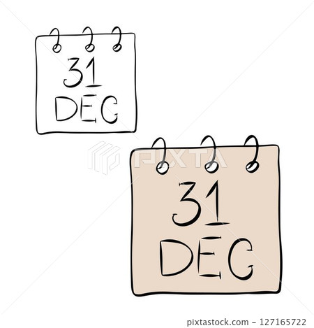 Calendar leaf icon Dec 31 isolated on transparent background. Vector graphic line ink illustration. Silhouette sign for logo, print, comics, fashion, pop art, boards, design, stickers, decoration Calendar leaf icon Dec 31 isolated on transparent background. Vector graphic line ink illustration. Silhouette sign for logo, print, comics, fashion, pop art, boards, design, stickers, decoration 127165722