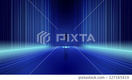 大氣簡約的科技藍色線條科技感背景 127165819