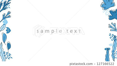 Seaweed and sea creatures banner 127166522