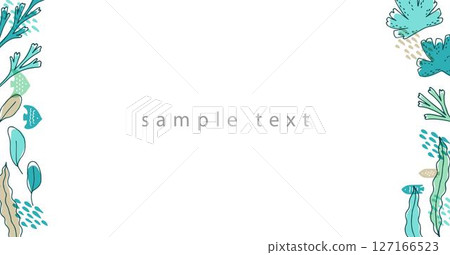 Seaweed and sea creatures banner 127166523