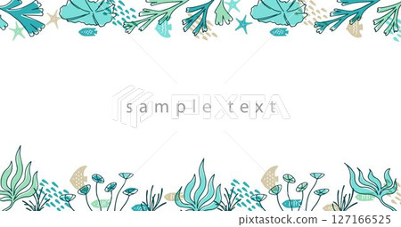 Seaweed and sea creatures banner 127166525