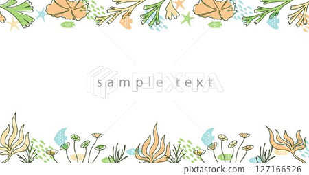 海藻和海洋生物橫幅 127166526