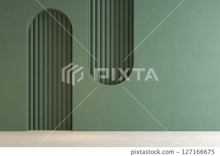 Memphis style conceptual empty interior room 3d illustration Memphis style conceptual empty interior room 3d illustration 127166675