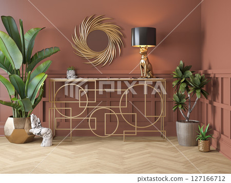 Luxury Interior. Modern art deco living room interior 3D illustration Luxury Interior. Modern art deco living room interior 3D illustration 127166712