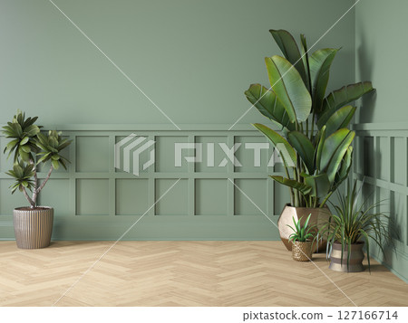Luxury Interior. Modern empty living room interior 3D illustration 127166714