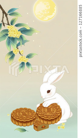 新中式風極簡中秋節插畫海報 127166885