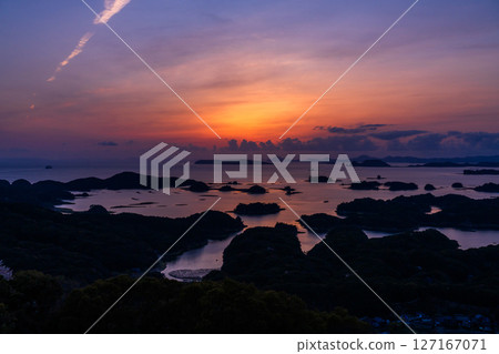 長崎縣佐世保灣九十九島的日落 127167071