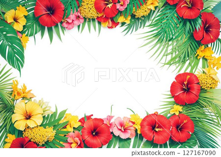 芙蓉和樹葉帶來熱帶微風 127167090