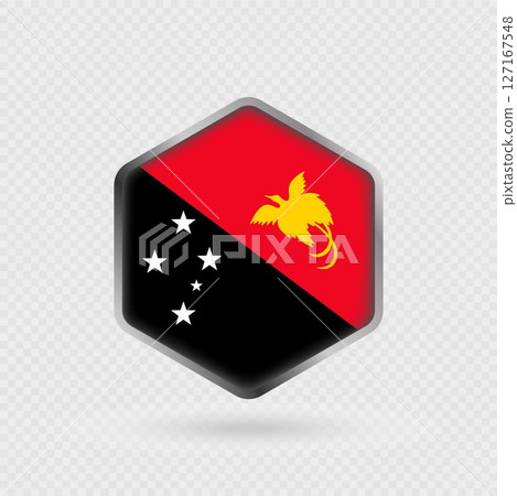 Papua New Guinea Flag Icon in Hexagon Shape. 127167548